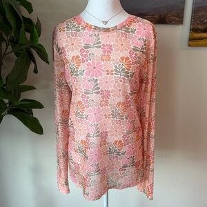 Floral Long Sleeve Top - Pink and Orange